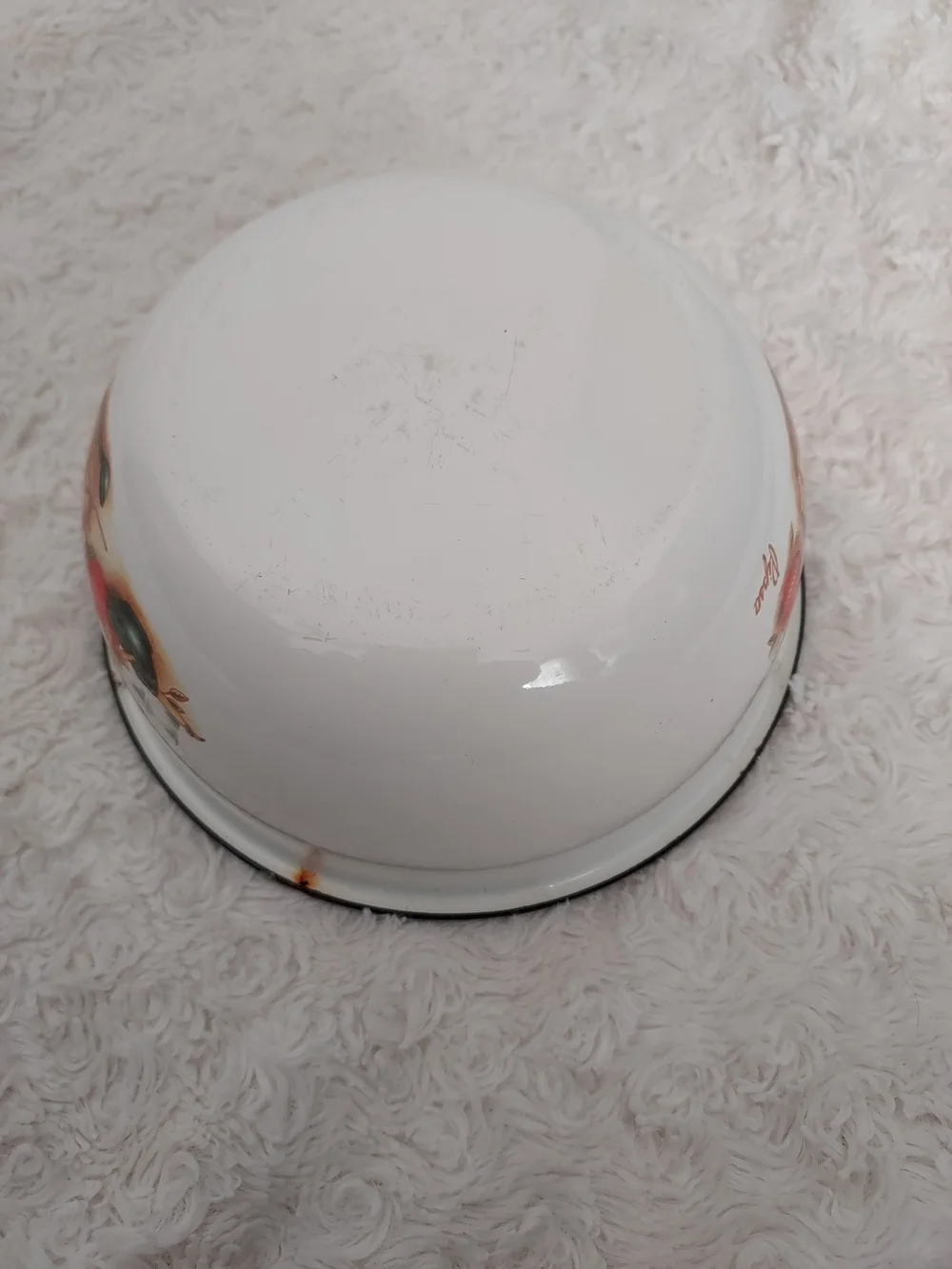 Vintage MCM Pipsa White Enamel Nesting Bowls Kitchen Motif Cottagecore Country